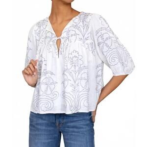 NEW EMERSON FRY puff isla top in maeve outline indigo